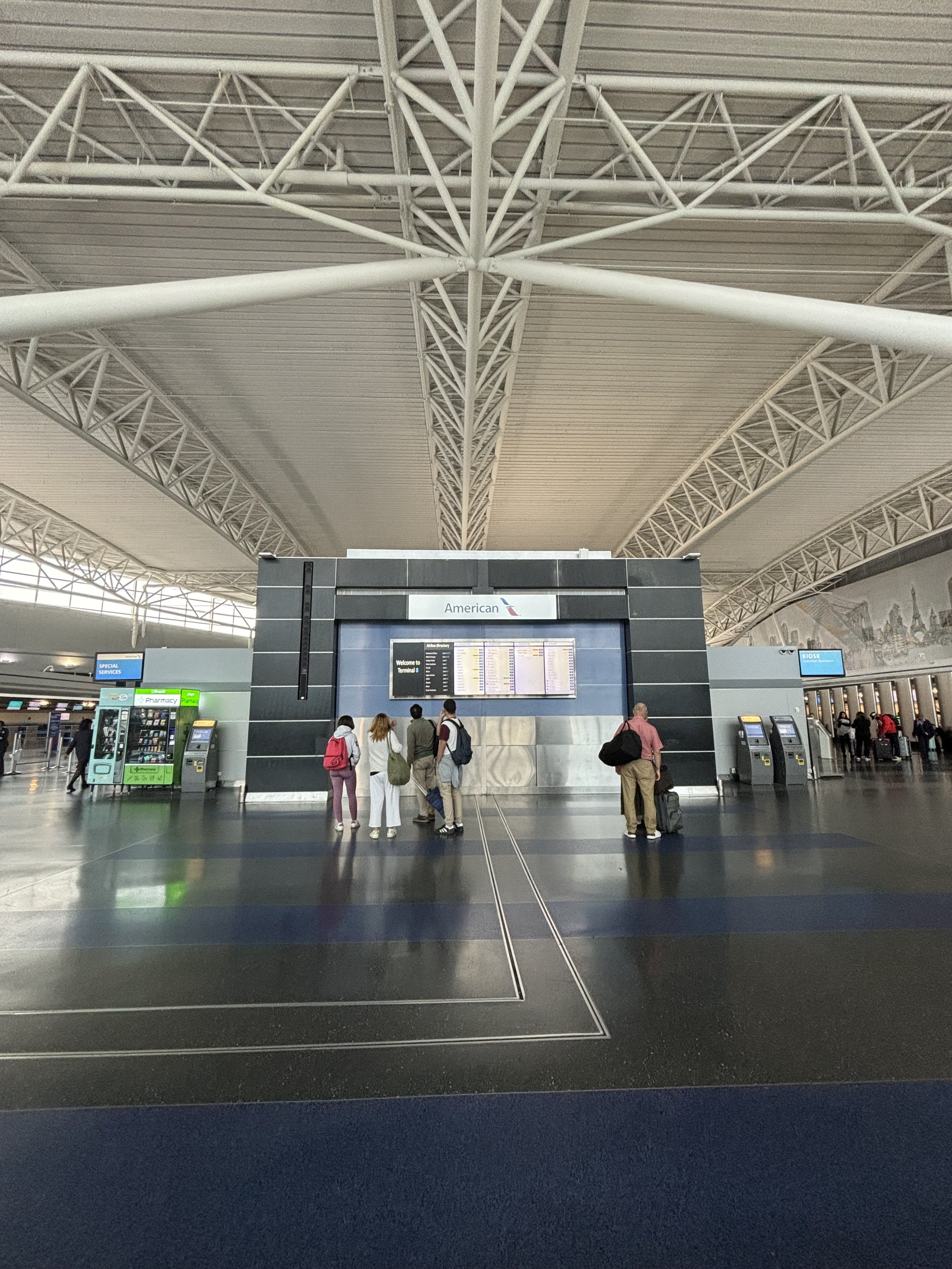 THE ROOF AREA OF TERMINAL 8 OF JFK AIRPORT USES TUBES / PIPES AS PART OF THE DESIGN. IT WOULDN'T TAKE MUCH TO CUT ONE OF THESE PIPES TO SEE WHATS INSIDE