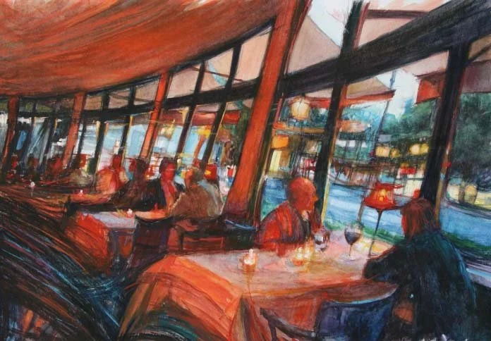 'Ich bin ein berliner' - aquarel op papier en krijt  - 38 x 24 cm