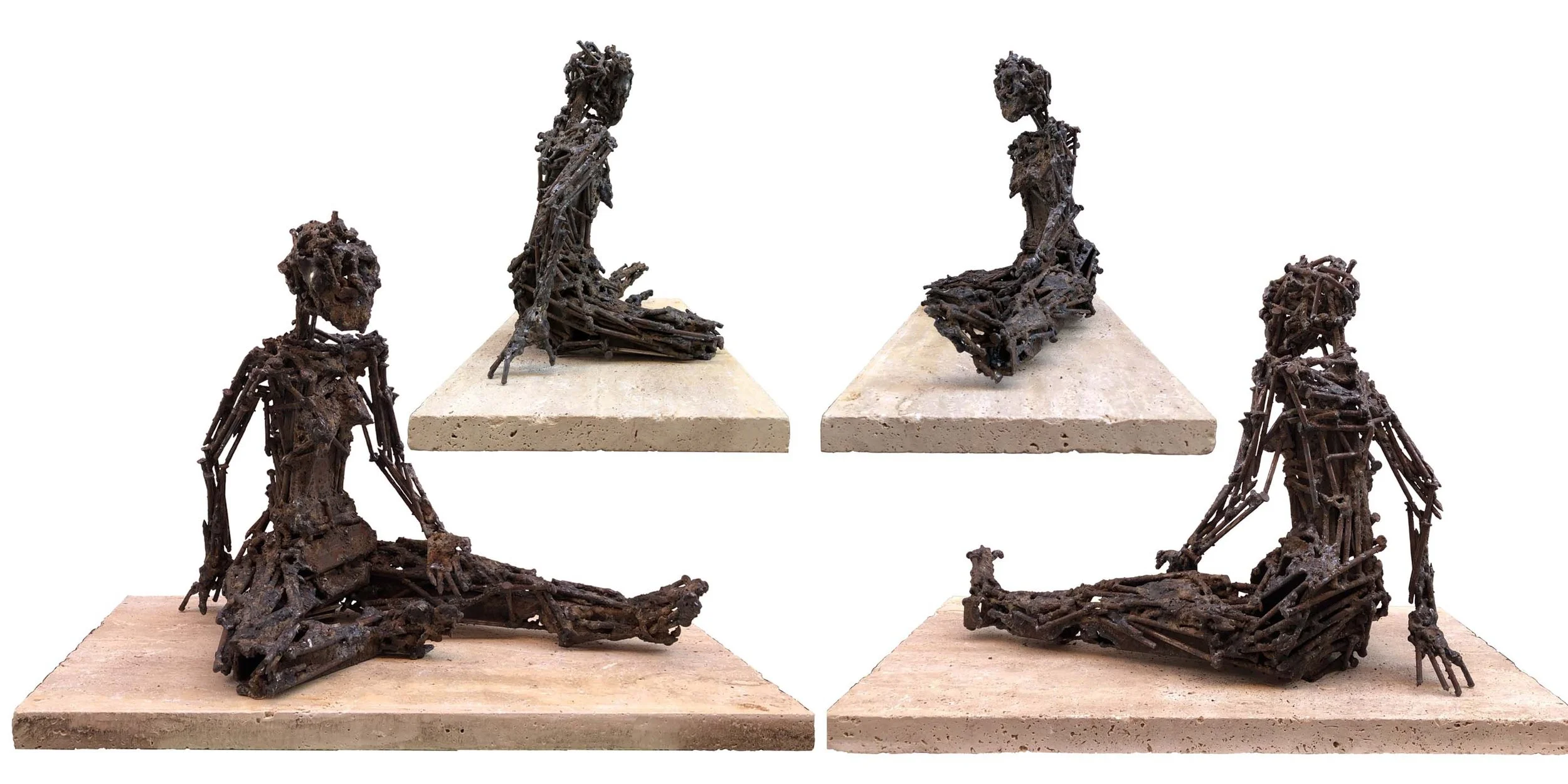 Fer N°5 - Nagels van geoxideerd steel en cipolin -  61 x 32 x 43 cm
