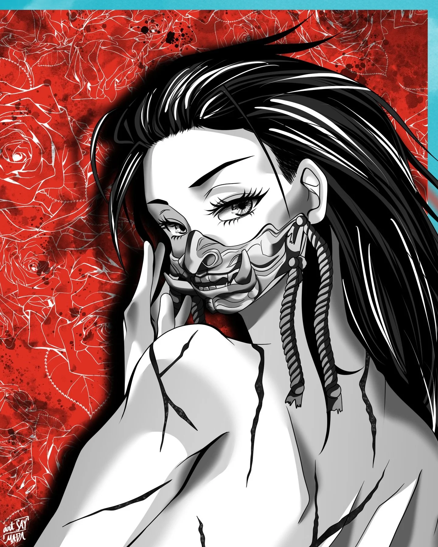 Forget me 🌹
.
An artwork from 2022. I was commissioned by my friend @d.dr3w to draw this lovely lady, and to this day I still love the concept! Check out his account and music! 🎧🎵
.
.
.
.
.
.
#originalartwork #japaneseaesthetic #tattoodesign #digi