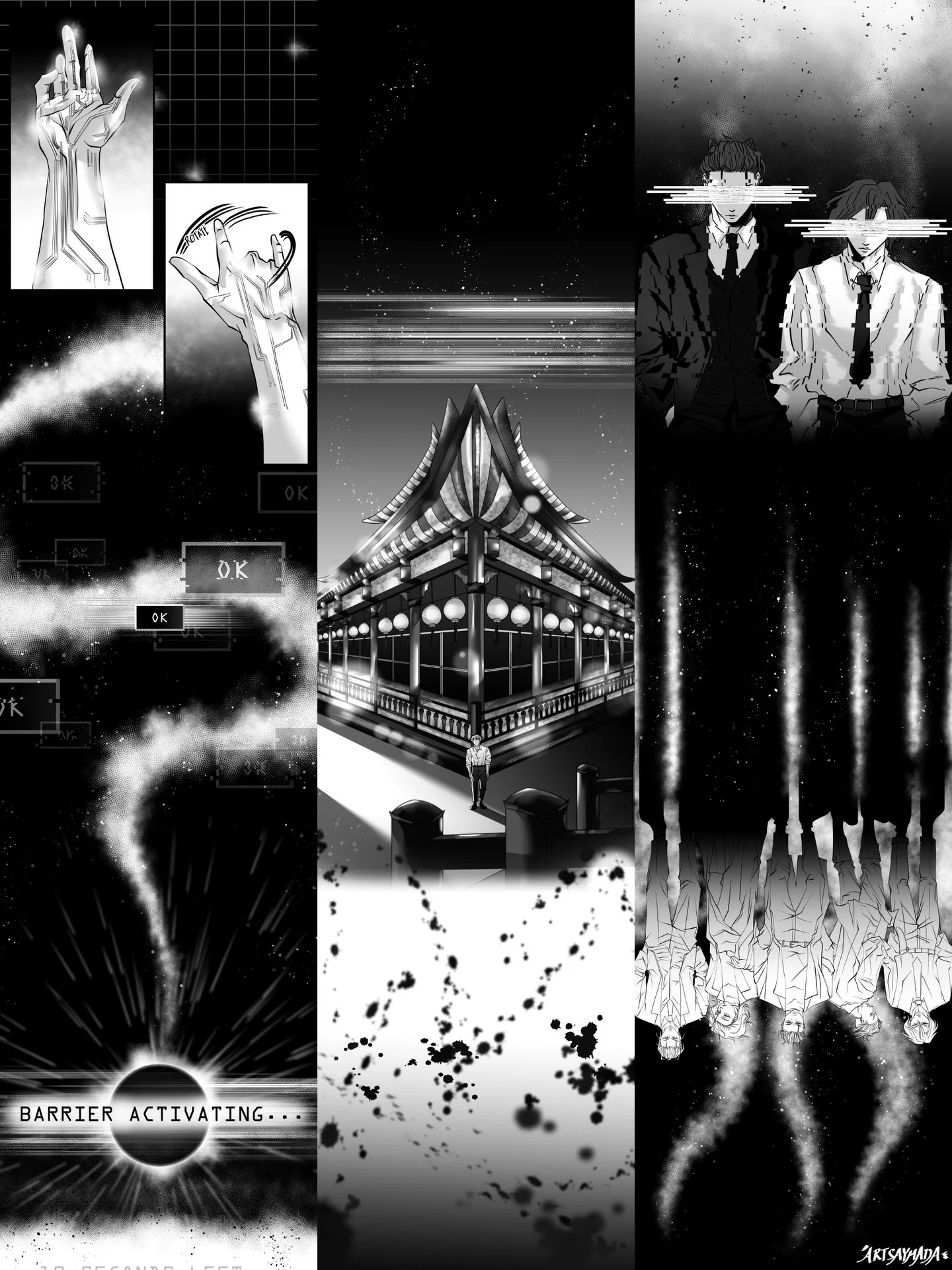 When the story embraces its medium 🩶 Some of my favorite long panels and sequences from Bulgogi Punks so far. Telling this story as a vertical scroll webtoon was a purposeful decision.
.
🩶 The physical descent: By scrolling, the reader &ldquo;falls