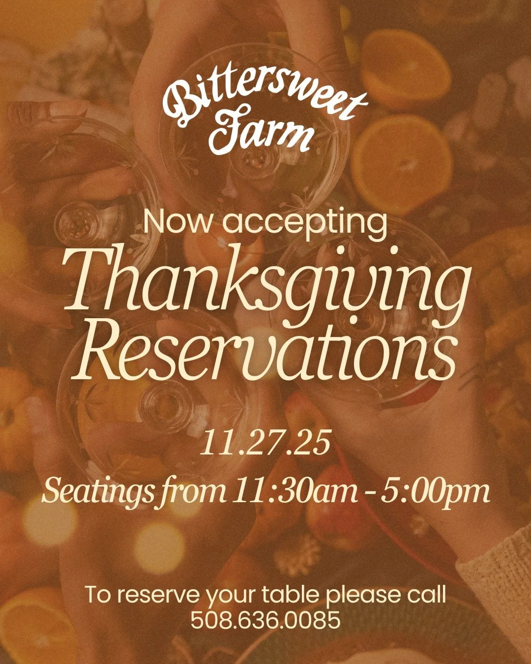 This Thanksgiving, enjoy a wonderful buffet experience here at Bittersweet Farm. Let our family take care of yours with a feast that brings everyone together. Please call (508) 636-0085 to reserve your table today.