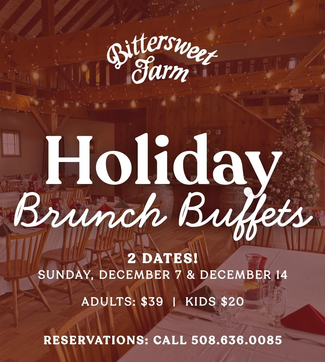🎄 Join us for our Holiday Brunch Buffets on Sunday, December 7th and 14th on our Main Floor! Indulge in a delicious brunch in our cozy, rustic setting&mdash;perfect for celebrating the season with family and friends.

Served from 10am - 2pm.

Reserv