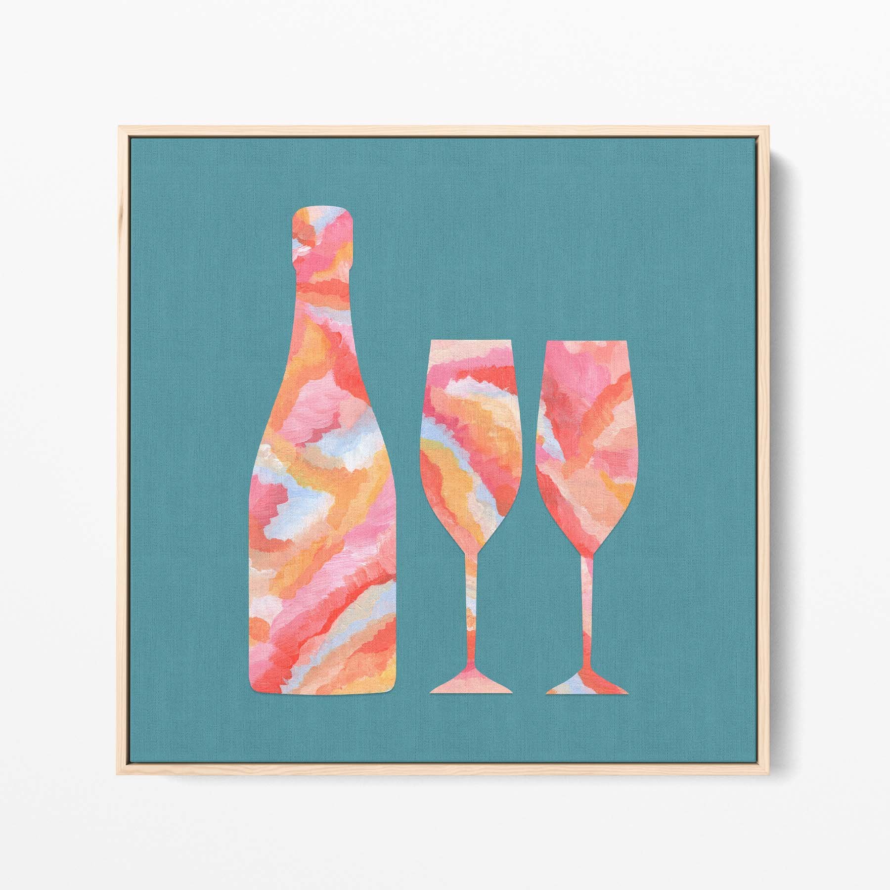 Poolside Bubbly Collage_Calex Studio_Square_Framed Canvas_front.jpg
