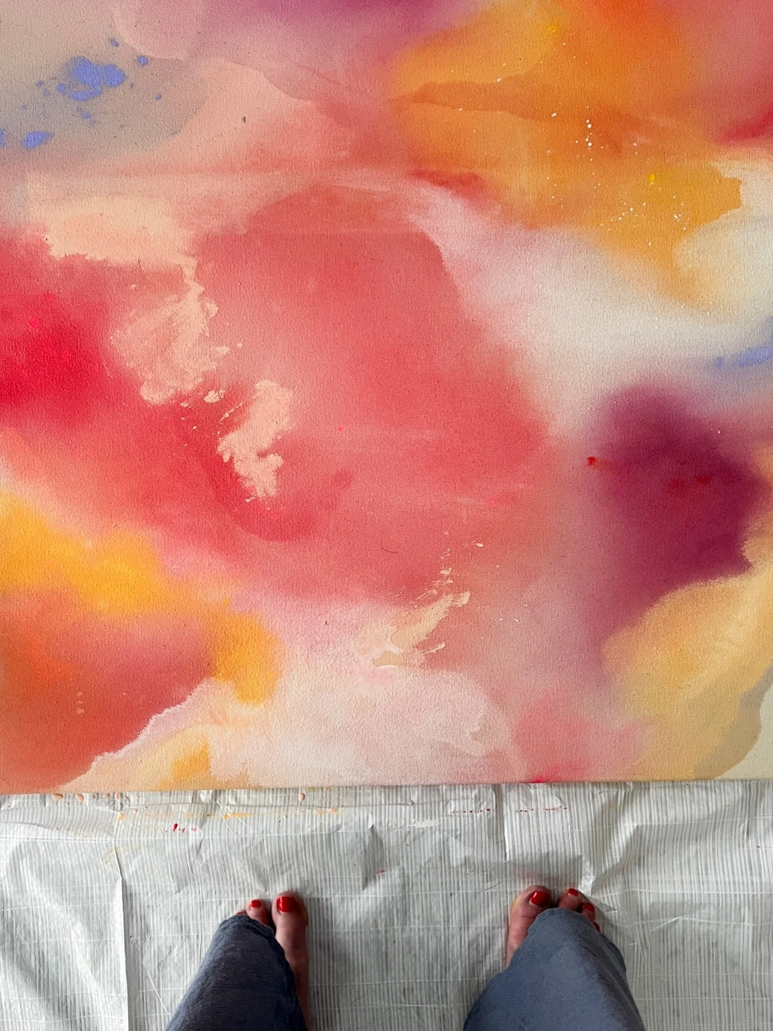 First layers of my first painting since I moved to Spain 🫶

#abstractart #paintingoncanvas #cuadro #originalart