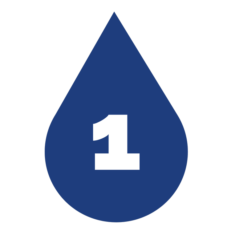 A blue drop-shaped icon with a white number '1' in the center.