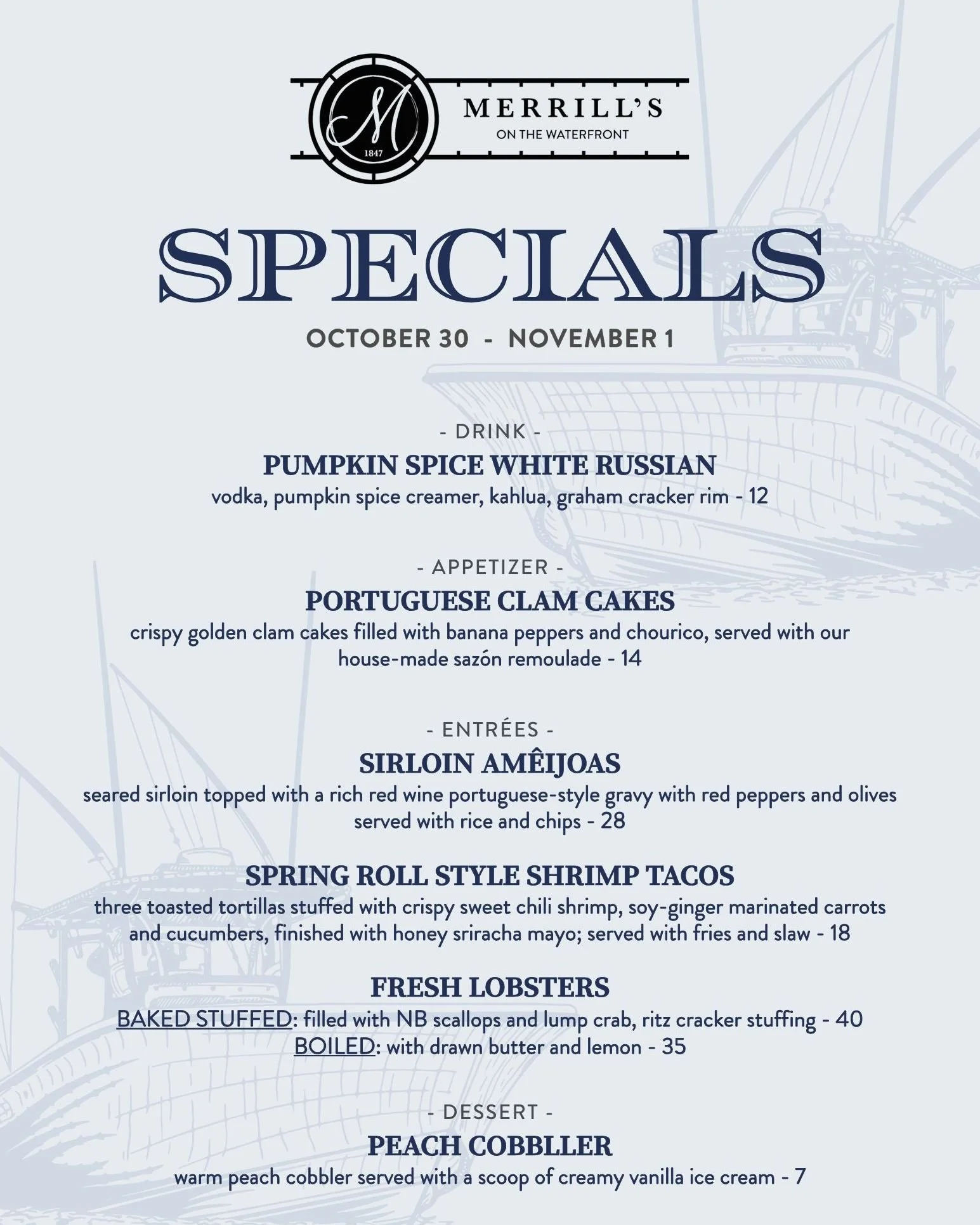 In addition to our new menu we launched this week we also have some great specials for you to enjoy this weekend!