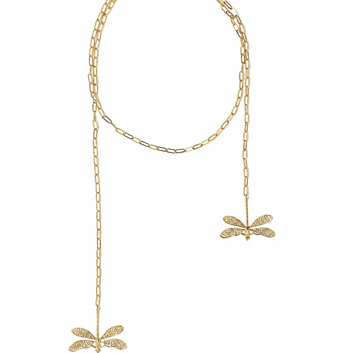 Gold Dragonfly Scarf Necklace