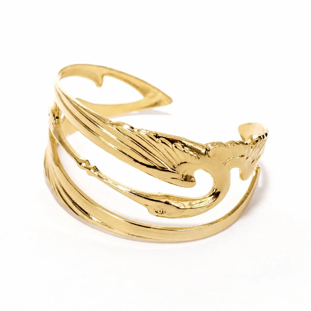 cuff bracelet Golden Stork Seen from Another Angle