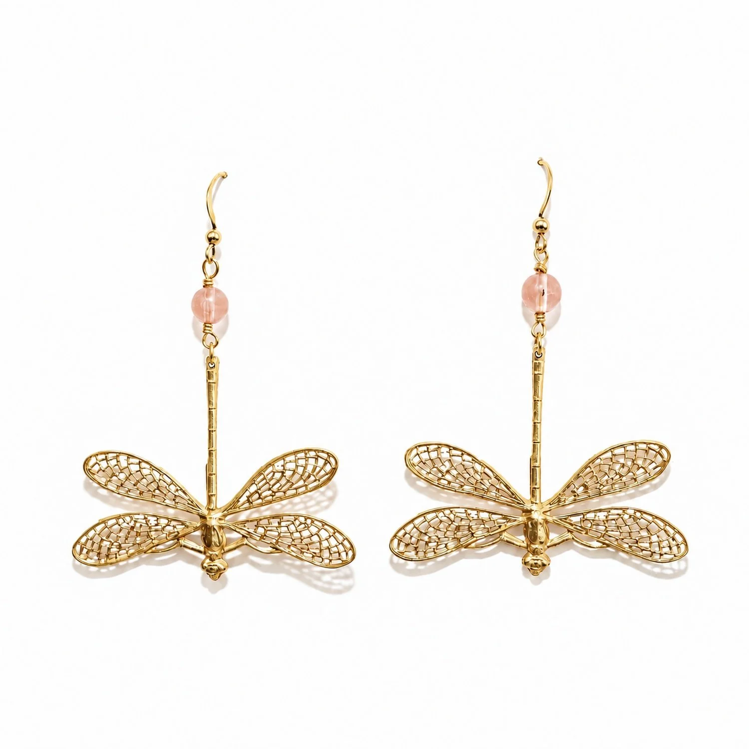 Rose Quartz Dragonfly Earrings