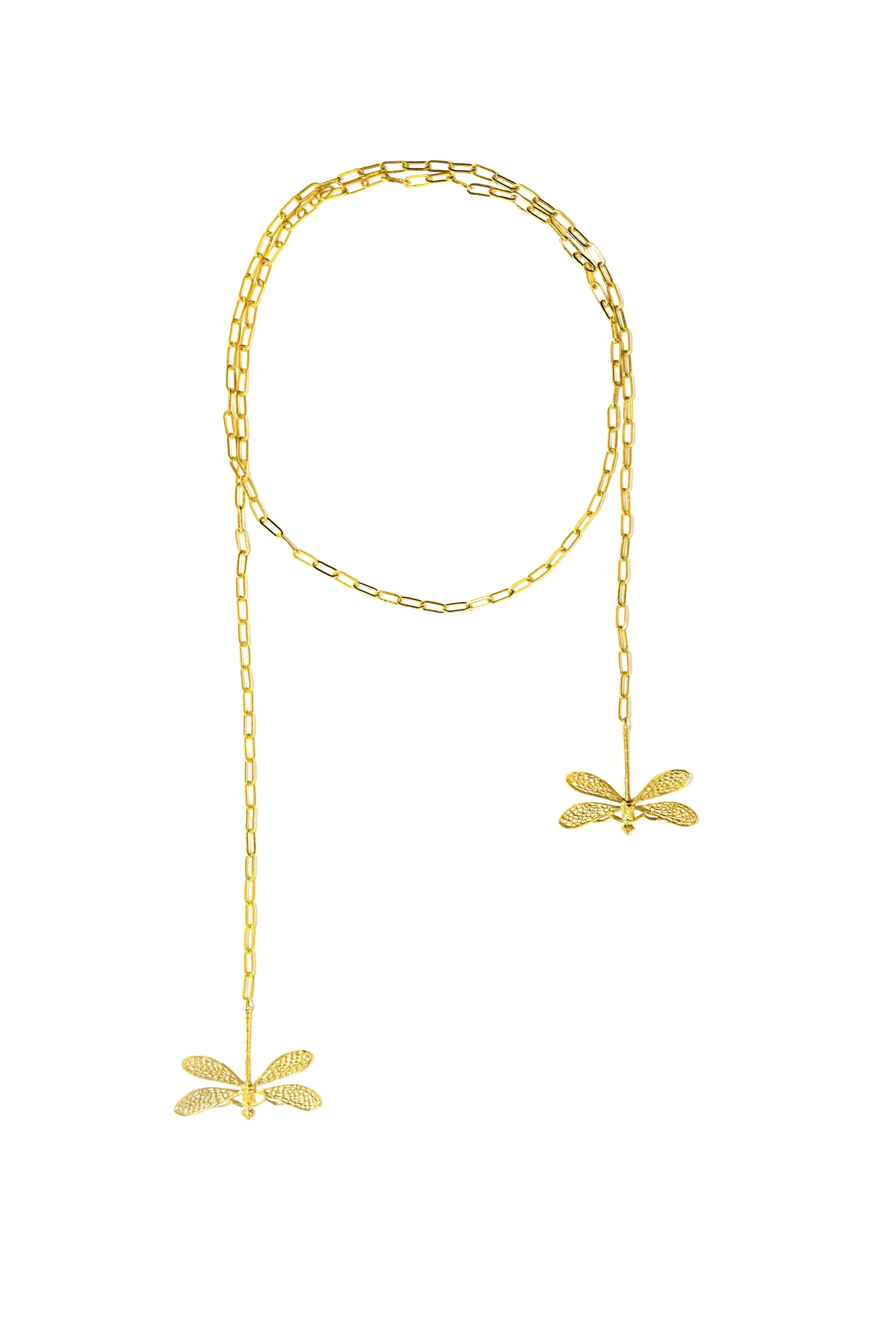 Collier écharpe libellules doré