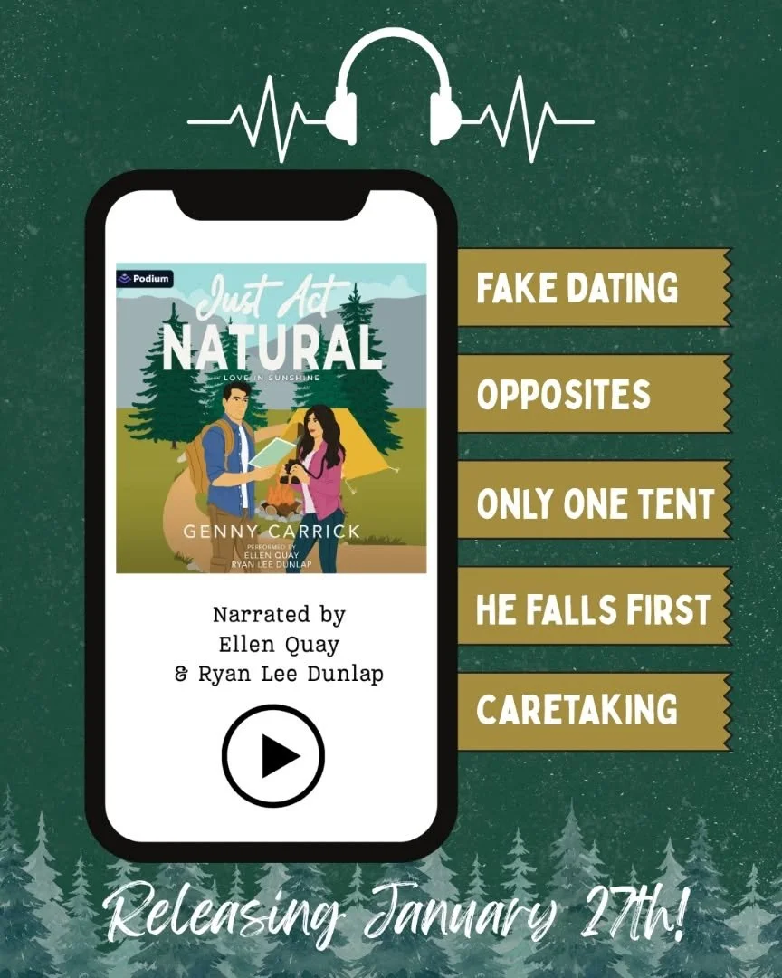 Just Act Natural is coming out on audio next week!

Listening to Ryan Lee Dunlap &amp; Ellen Quay perform this book is a dream come true! They capture all the characters so well, but they bring Grant &amp; Lila to life in a new way that makes my hear