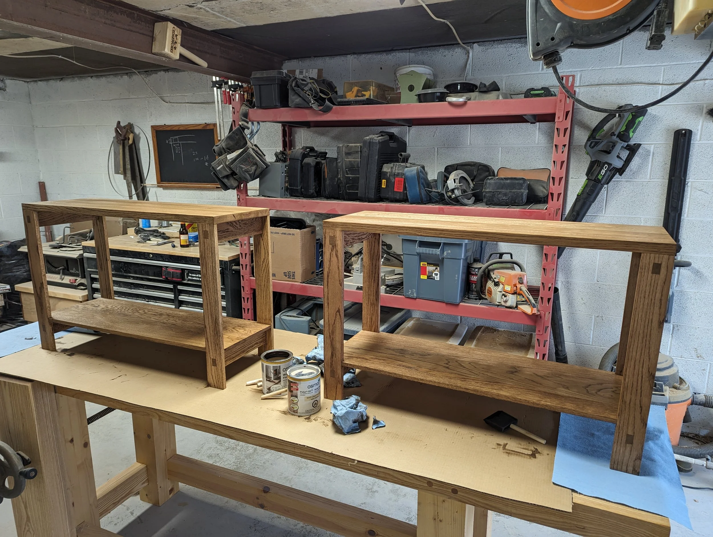 Here are the final tables after sanding and applying the finish.