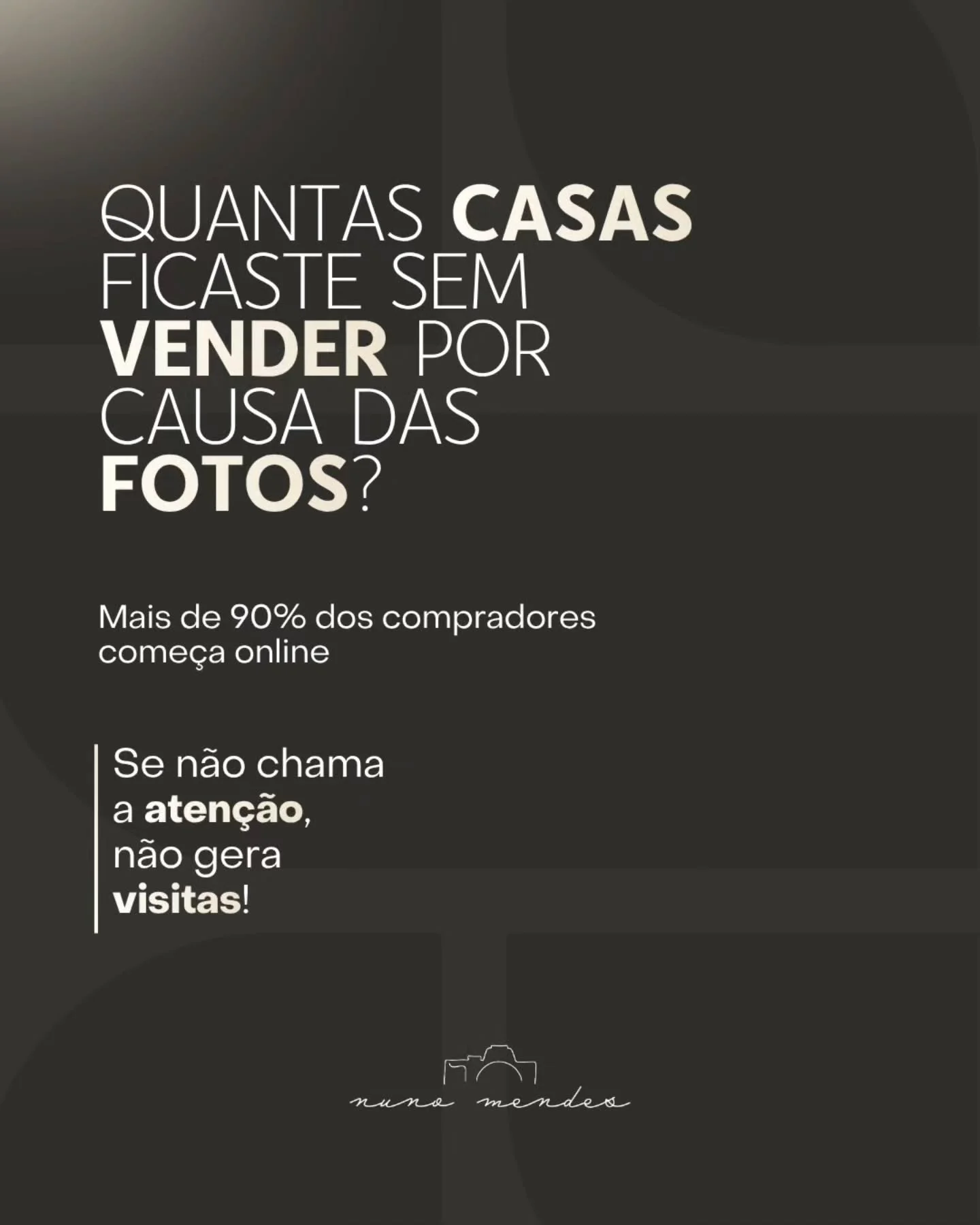 Hoje em dia, tudo come&ccedil;a online. Antes de visitar, antes de decidir, as pessoas j&aacute; criaram uma opini&atilde;o.
E na maioria das vezes, essa opini&atilde;o vem das imagens.
Se precisas de ajuda com os teus im&oacute;veis, n&atilde;o deix