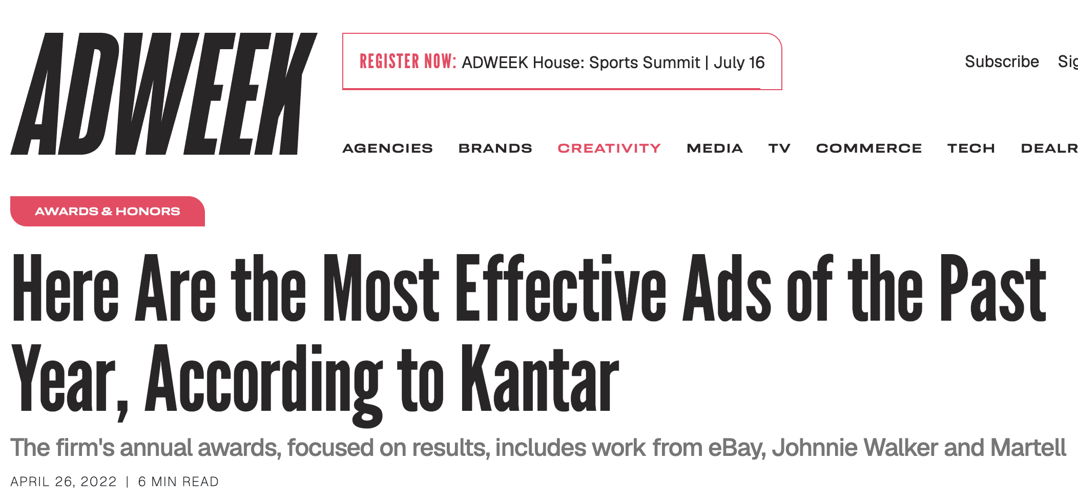 Kantar’s #1 Most Effective Digital Ad 2022