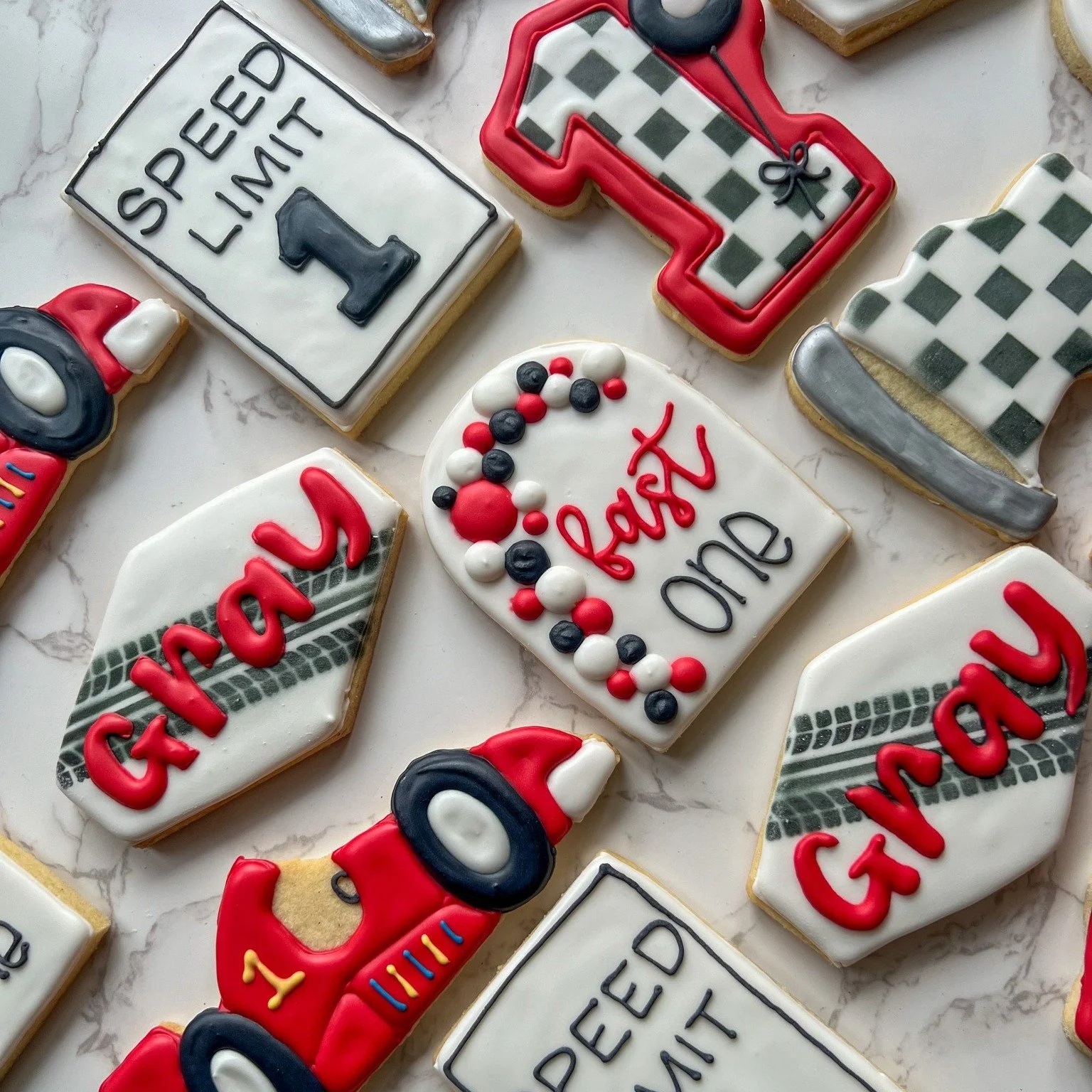 🏁🍪 He's a FAST ONE! 🍪🏁

Celebrating the big ONE with race car-themed sugar cookies that are speeding into sweetness! 🚗💨 From checkered flags and tiny tires to bold race cars and &ldquo;Start Your Engines&rdquo; vibes, this set was made for a fi