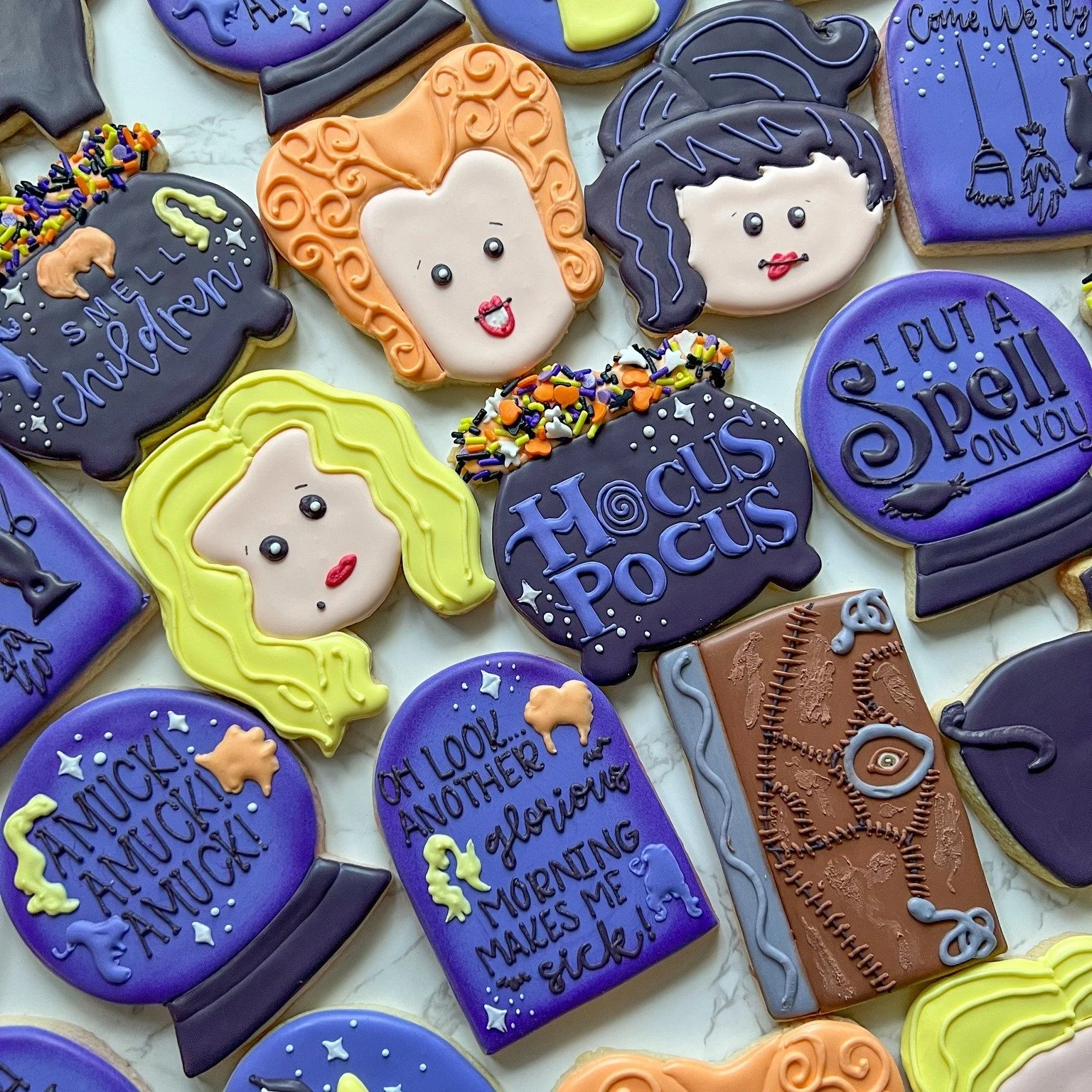 🧙&zwj;♀️✨ It&rsquo;s just a bunch of Hocus Pocus! ✨🧙&zwj;♀️

We put a spell on you&hellip; and now you want cookies! 💜🕸️ This Hocus Pocus inspired decorated sugar cookie set brings all the magic &mdash; from the Sanderson Sisters and spell books 