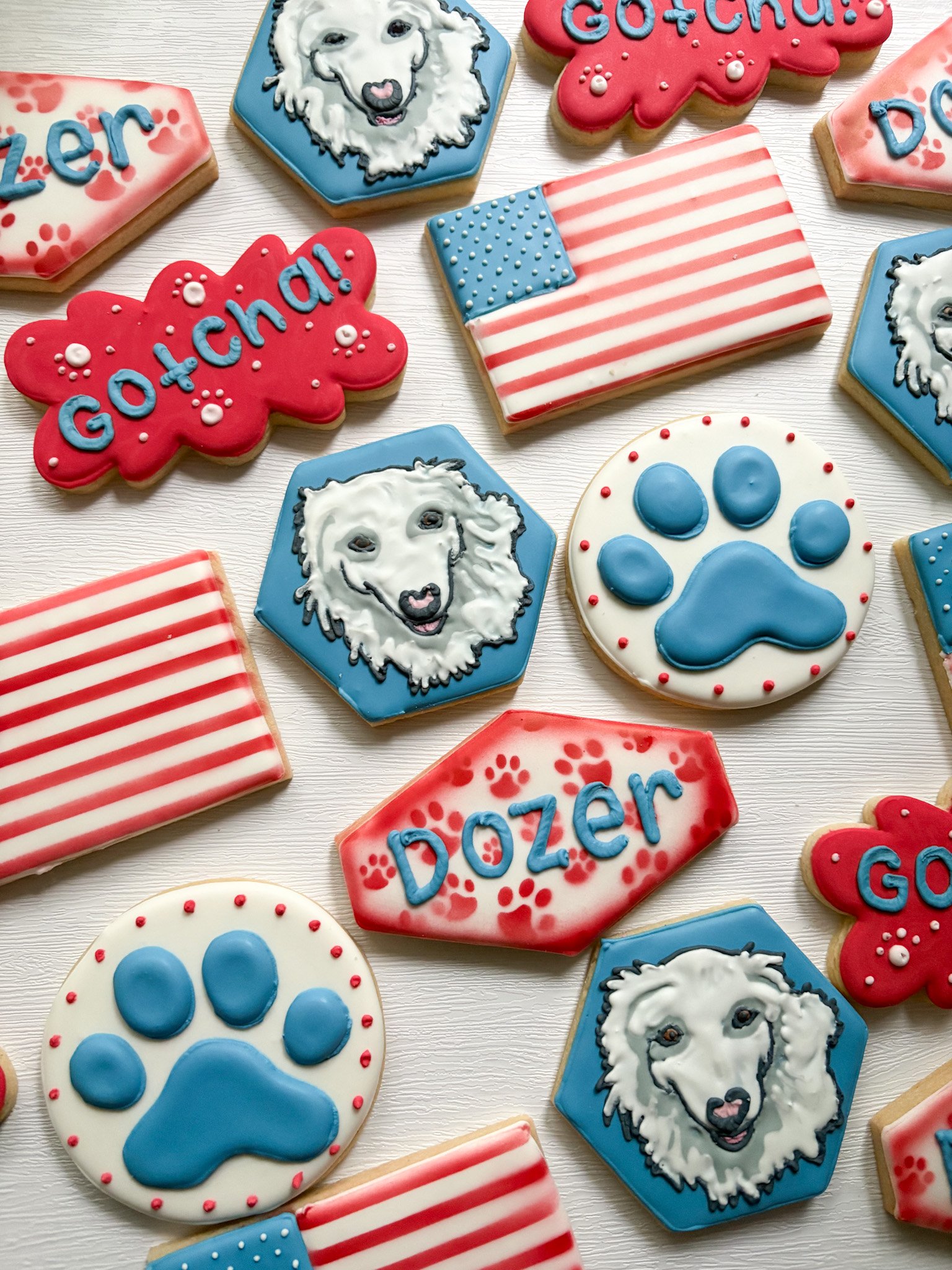 ❤️🤍💙 Double the reason to celebrate! 💙🤍❤️

These custom cookies were created to honor two unforgettable occasions&mdash;the Fourth of July and a family's special Gotcha Day. 🇺🇸✨

From patriotic stars and stripes to sweet designs celebrating the