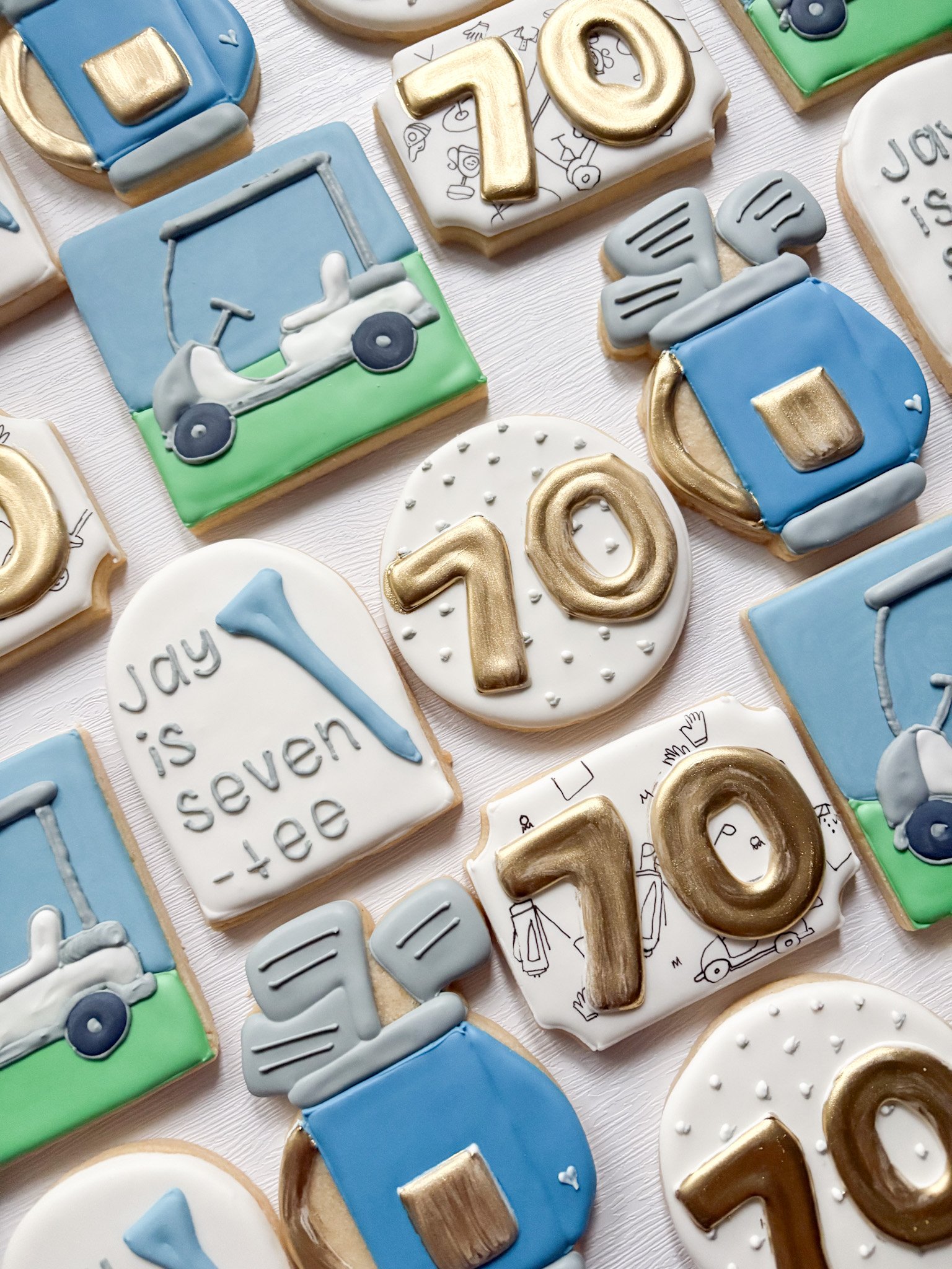 ⛳🎉 Time to PAR-TEE! 🎉⛳

Celebrating 70 years never looked so sweet! These custom 70th Birthday Par-Tee cookies were the perfect way to tee up a milestone celebration, featuring golf-inspired designs like golf balls, tees, flags, greens, and persona