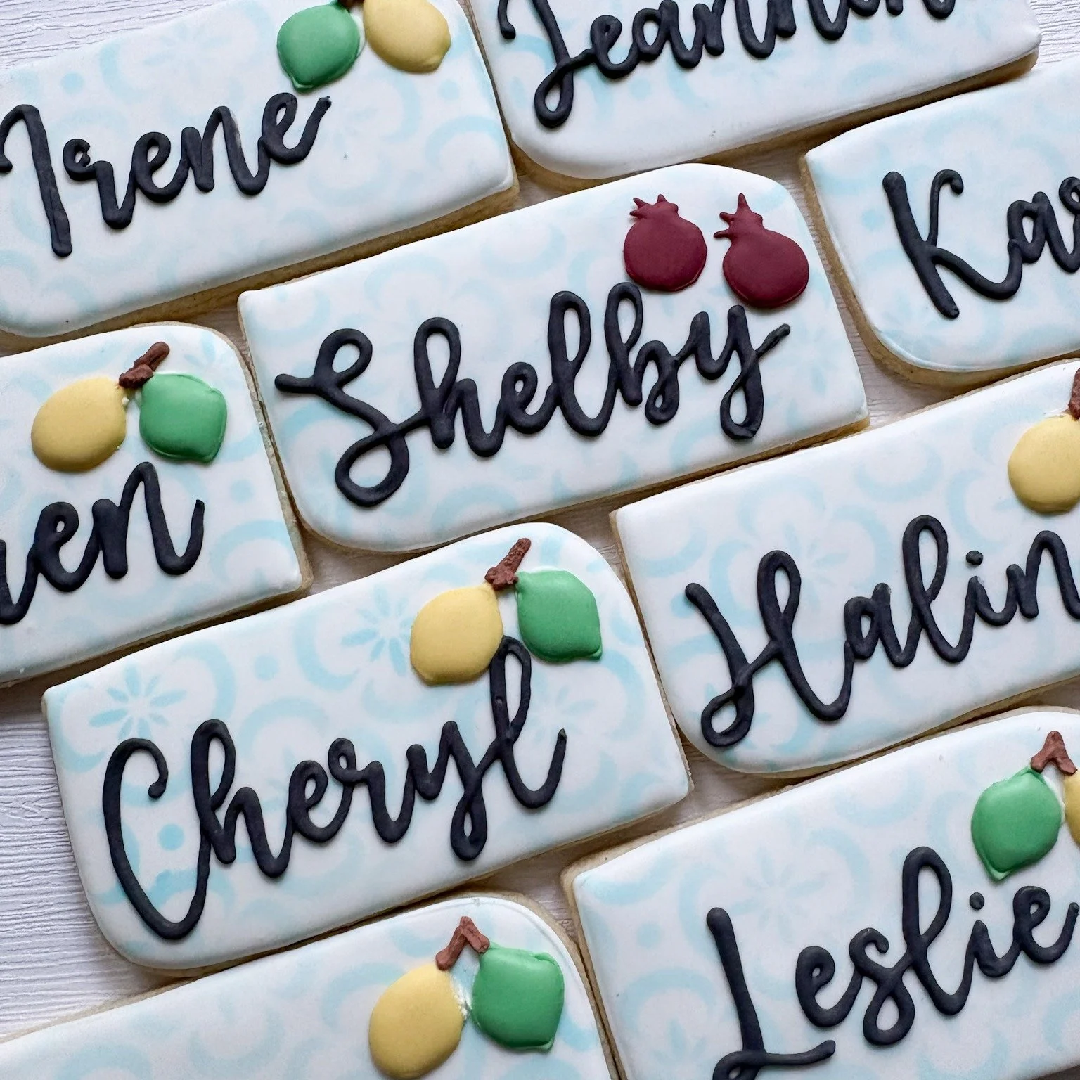 A little taste of the Mediterranean&mdash;cookie style! 🍋🍈❤️

These bright and beautiful custom cookies featuring lemons, limes, and pomegranates are bursting with Mediterranean-inspired charm! From the vibrant colors to the fresh, citrusy details,