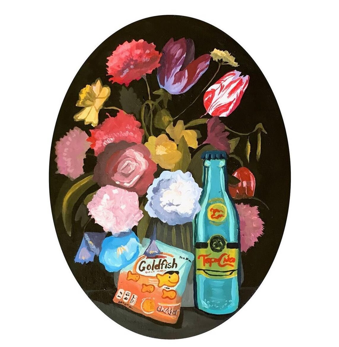 Topo Chico and goldfish Dutch still life painting on view this weekend at the @dang_good_candy !
.
.
.

#arthistory #art #painting #artist #artoftheday #arte #artwork #history #artgallery #historyofart #museum #contemporaryart #artlovers #artlover #m