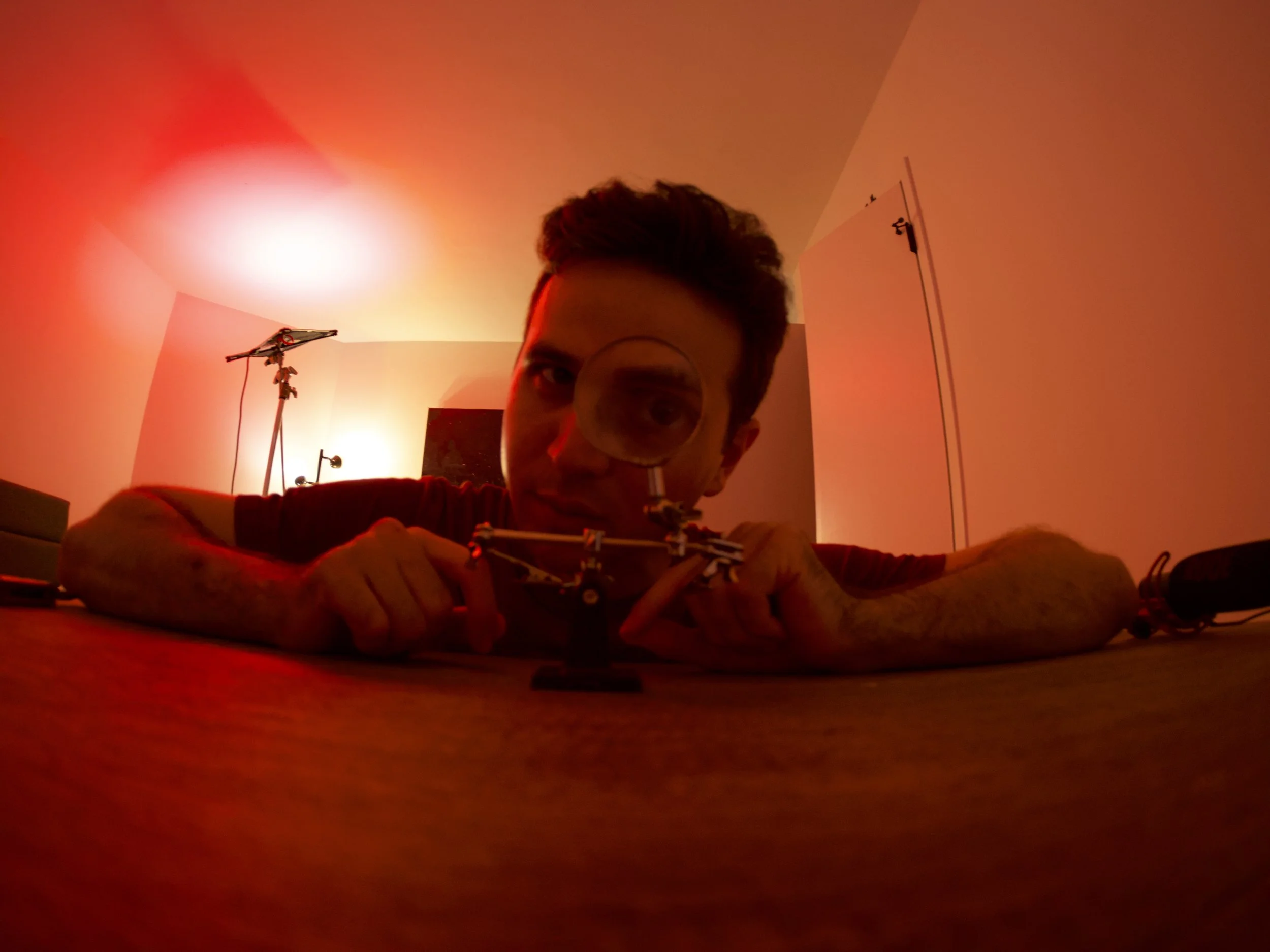 Testing out one of our wide-angle shots for the doll making scene