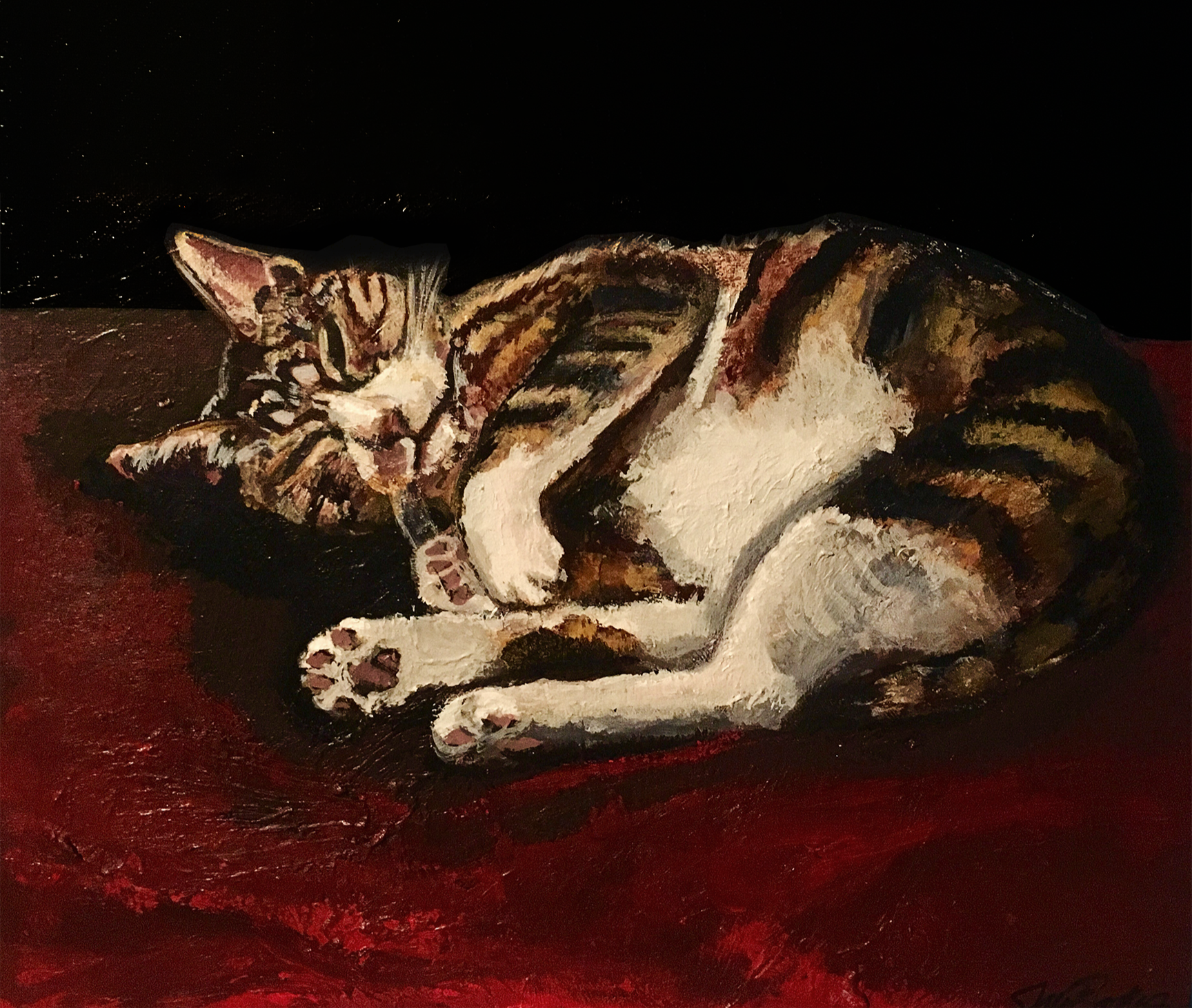 "Benj's Slumber", 16 x 20", acrylics on canvas, 2018