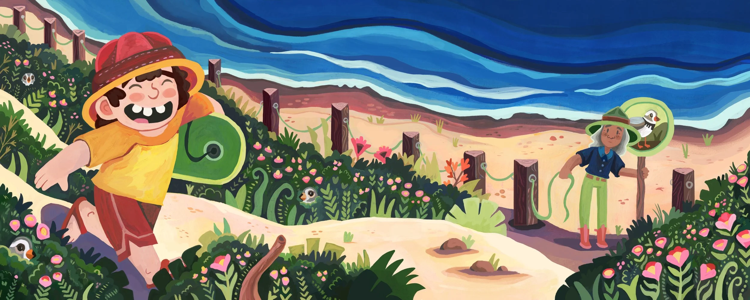 The Beach.  Gouache and digital. 2026.