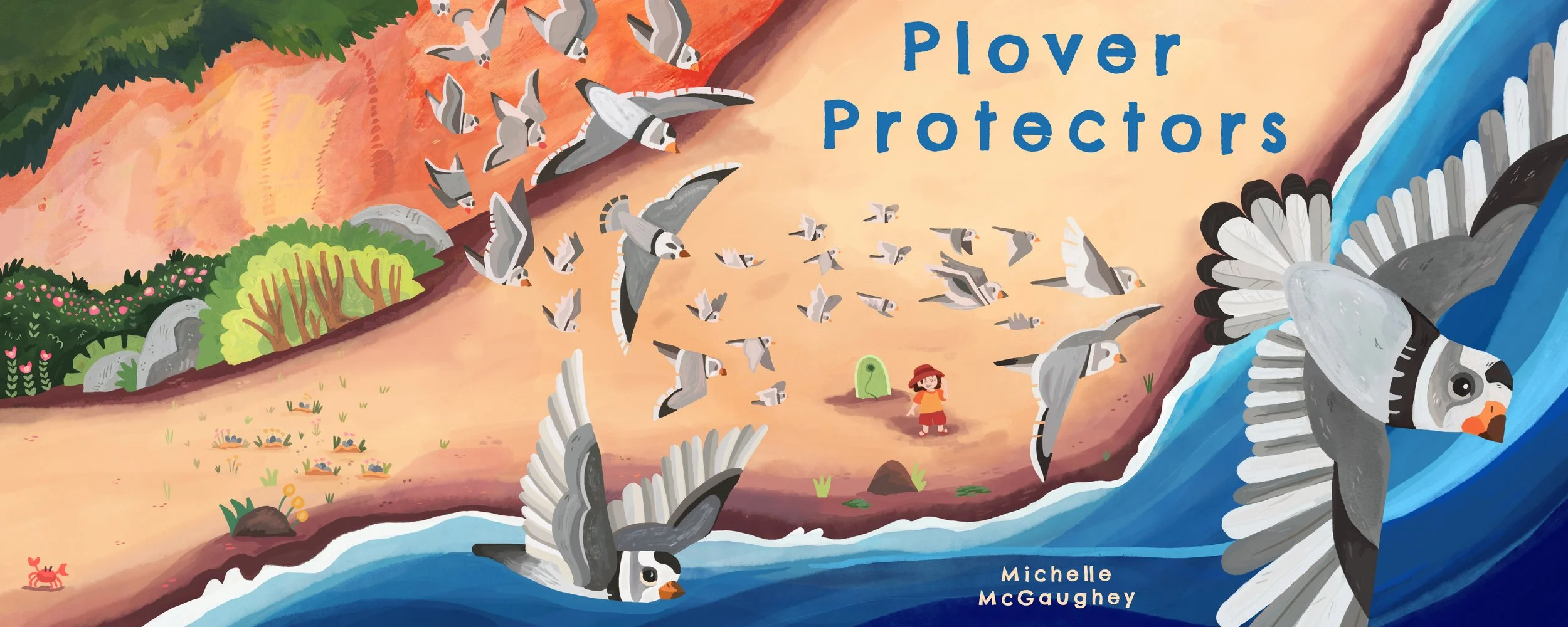 Plover Protectors Cover.  Gouache and digital. 2026.
