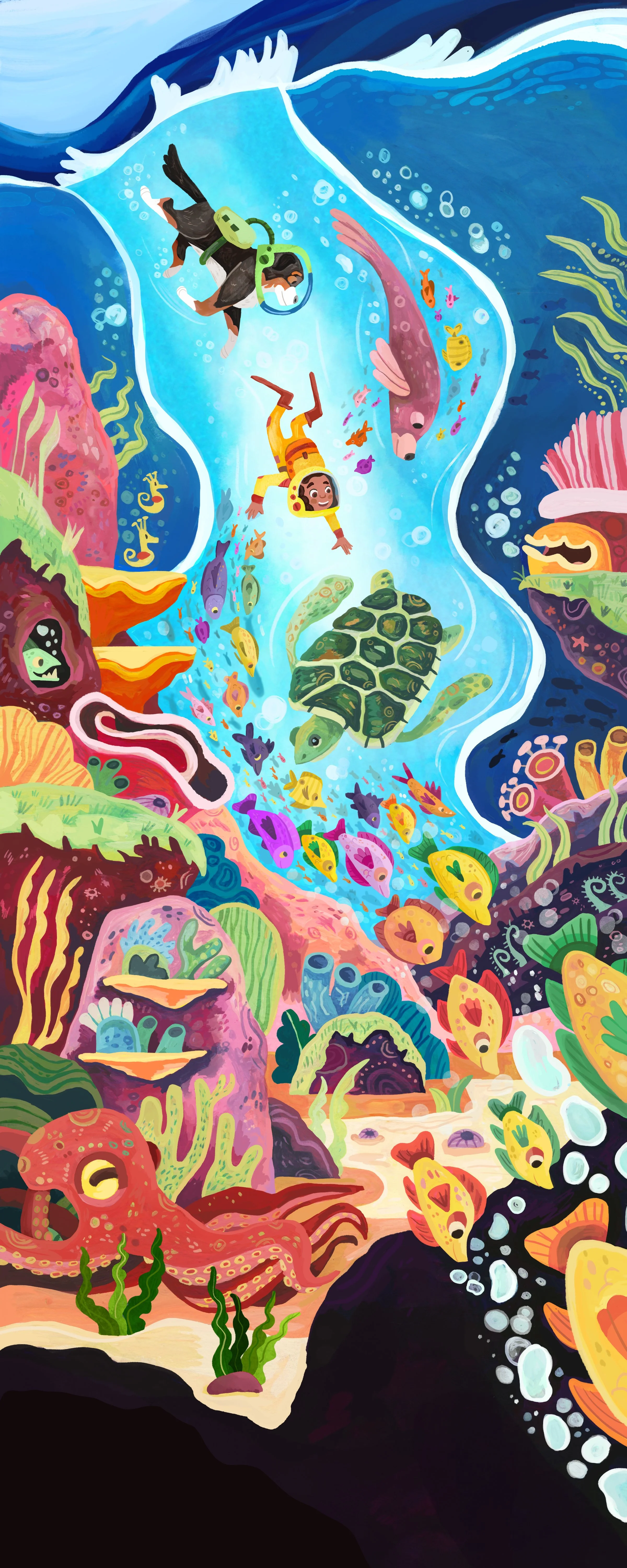 And Dive! Gouache and digital. 2026.