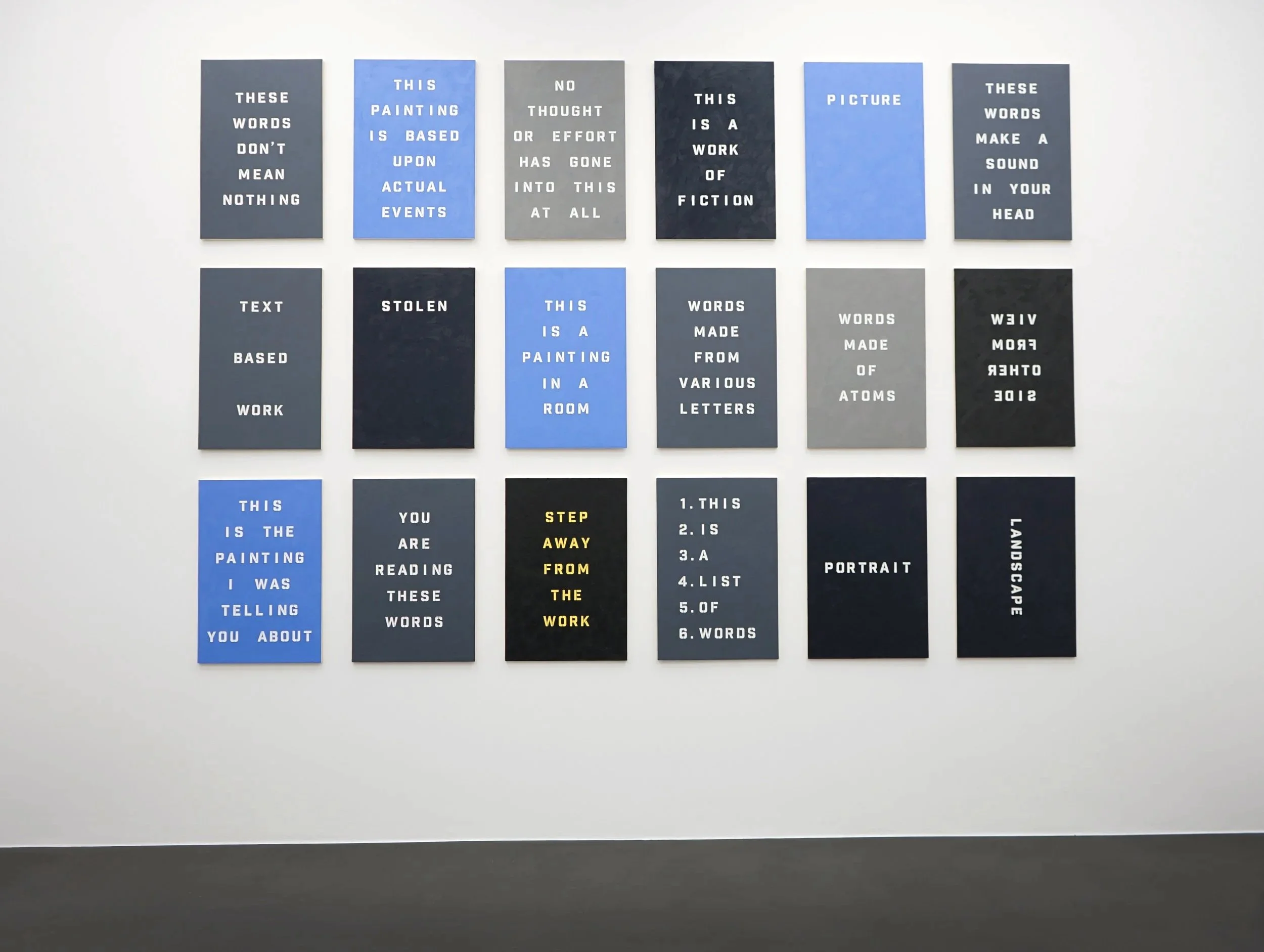 TEXT PAINTING SERIES (2020-2024) - 88 paintings  in total - oil paint on plywood panel - 91cm x 61cm