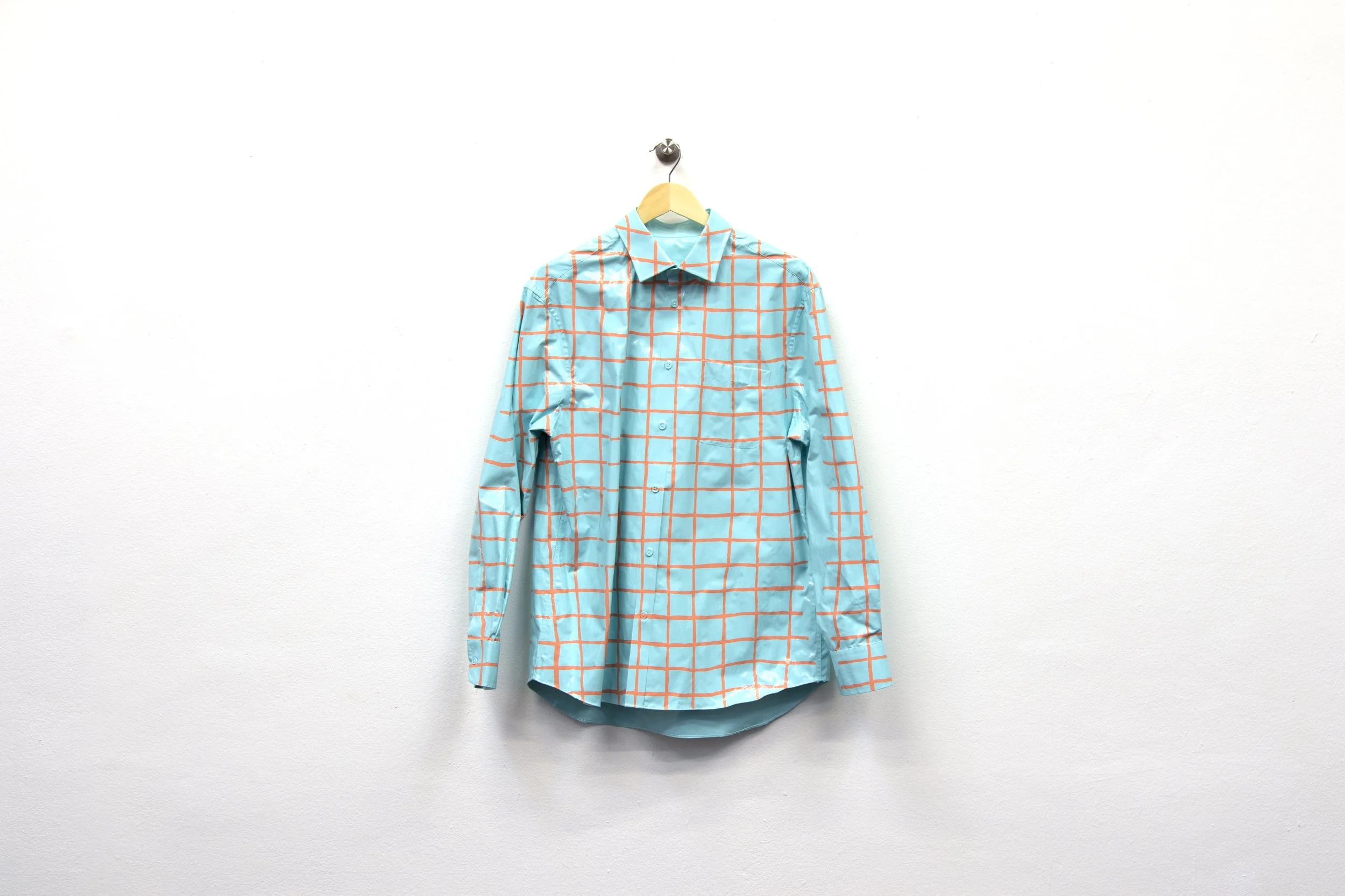 SHIRT 5 (2023) - enamel paint on cotton shirt - 86cm x 60cm x 10cm