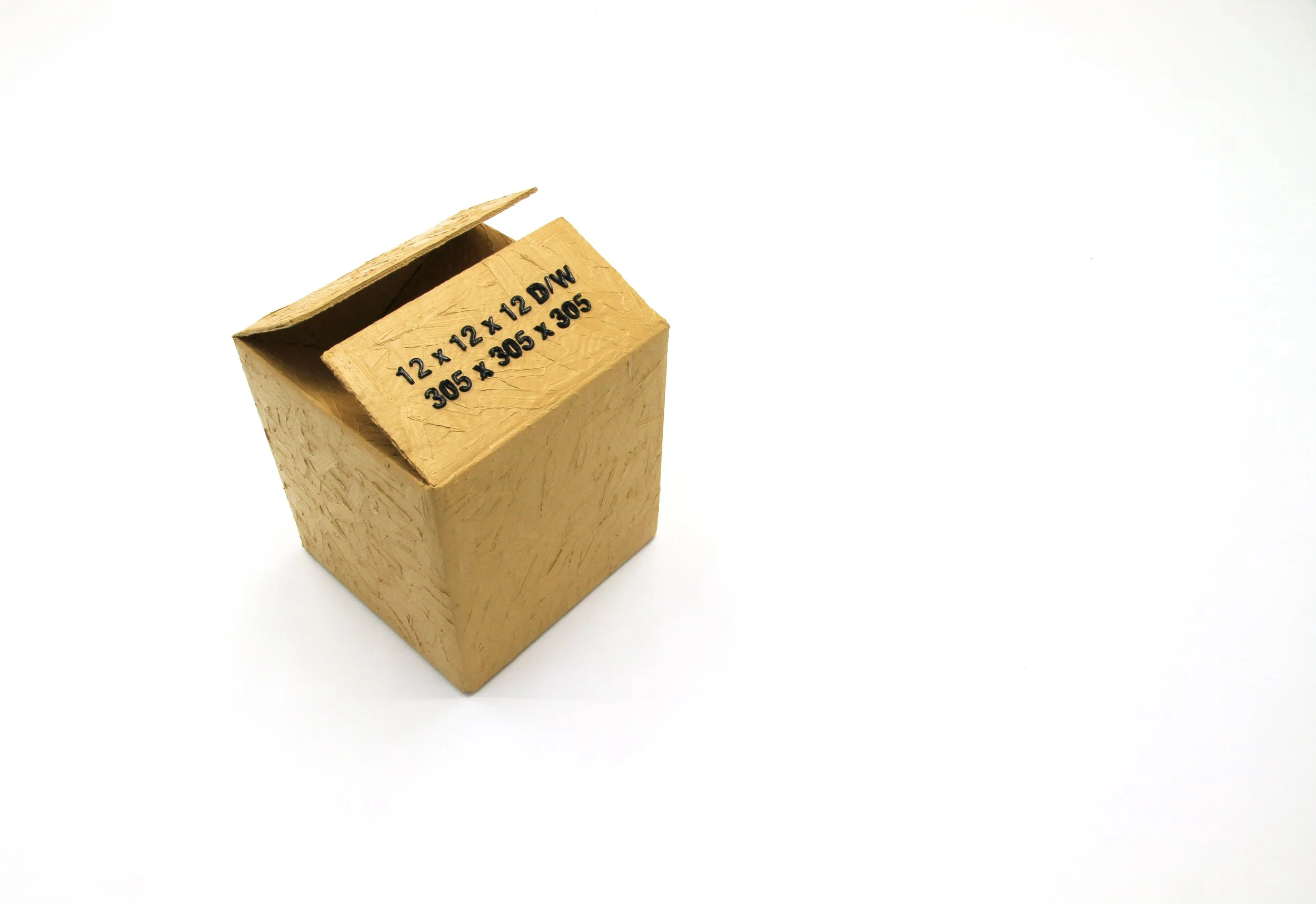 BOX WITH ITS OWN DIMENSIONS (2019) - cardboard box, oil paint