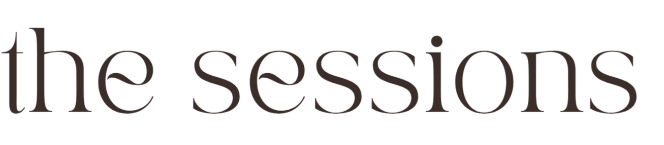 Close-up of the black text 'the sessions' on a transparent background.