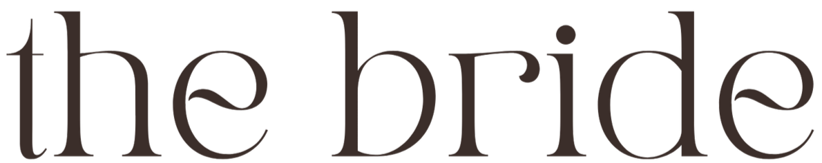 Text on black background reading "the bride" in large, fancy font.