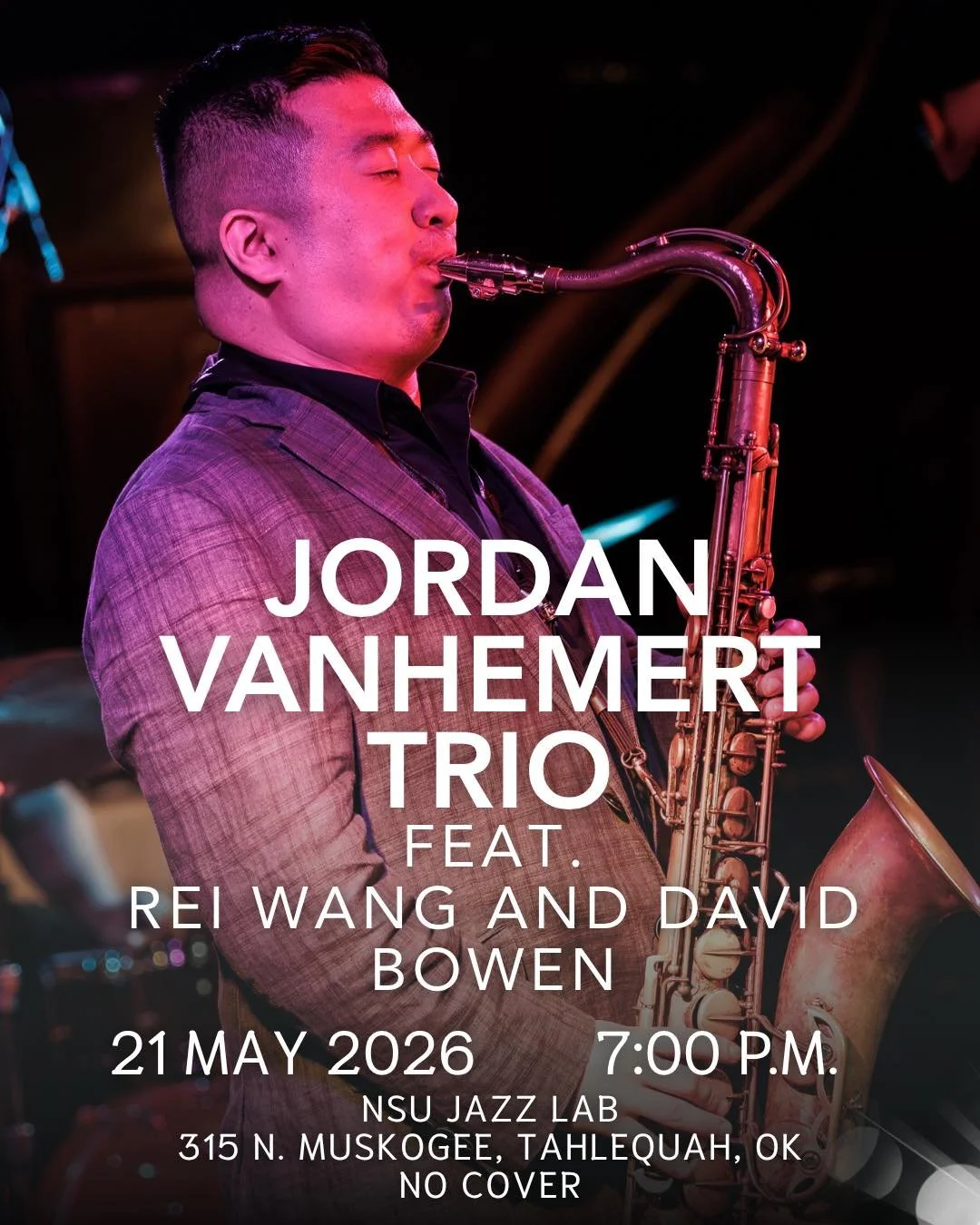 Looking forward to a wonderful album recording session next month but I&rsquo;ll be giving our local community in northeast Oklahoma the first shot at listening to some of the music alongside longtime friends David Bowen and Rei Wang! Come listen to 