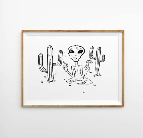 Desert Daze by Kate Yarter - Alien in the Desert Art Print