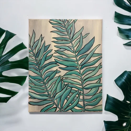 Blue Palms by Kate Yarter - 16x20” Acrylic on Canvas