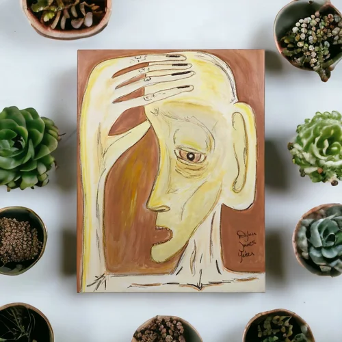 Brain Pain by Dylan Yarter - 30x40” Mixed Media on Canvas