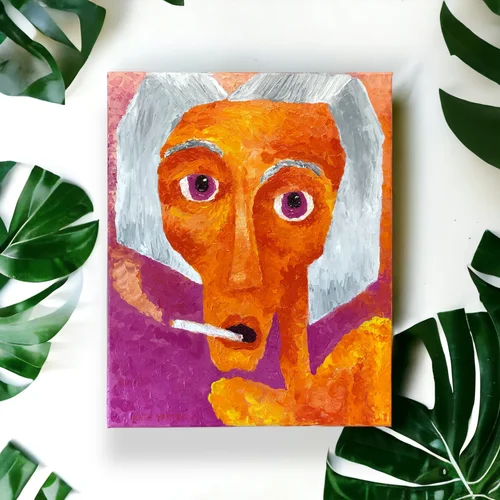 The Smoking Woman by Kate Yarter - 16x20” Acrylic on Canvas