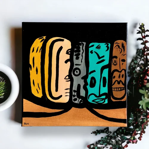 Desert Totems by Dylan Yarter - 10x10” Acrylic on Canvas