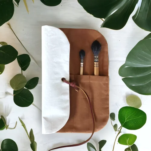 Handmade Artisan Roll - Fabric Organizer for Brushes and Tools