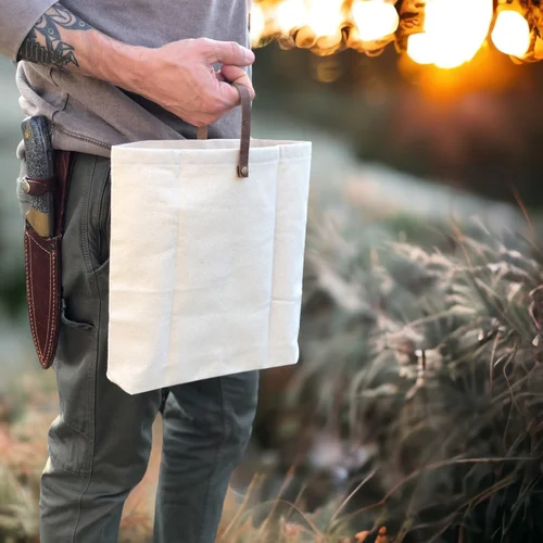 Handmade Foraging Bag - Cotton and Leather