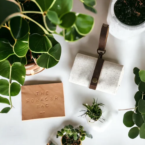 Handmade Small Foraging Bag - Cotton and Leather