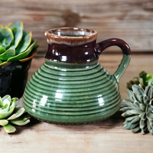 Vintage Drip Glaze Pottery Pitcher