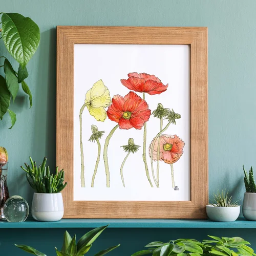 Poppy Party by Kate Yarter - Watercolor Poppy Flower Art Print