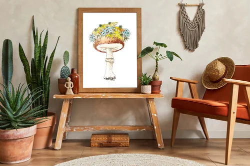 Shroom Flowers by Kate Yarter - Watercolor Mushroom Flower Art Print