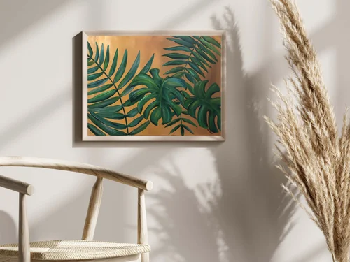 Tulum Art Print by Kate Yarter - Hand Painted Acrylic Tropical Leaves