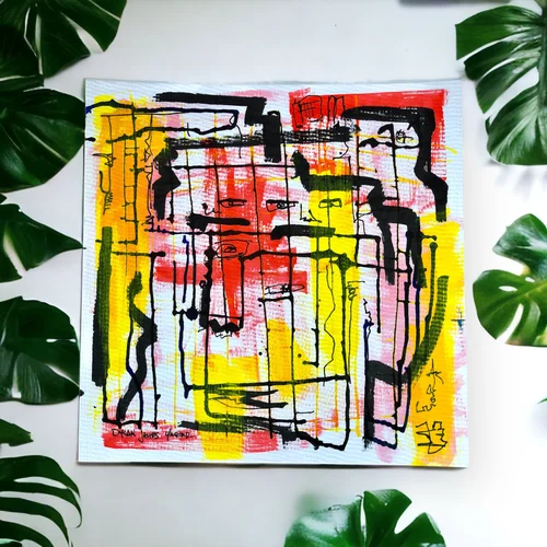 Window Watchers by Dylan Yarter - 12x12” Mixed Media on Paper