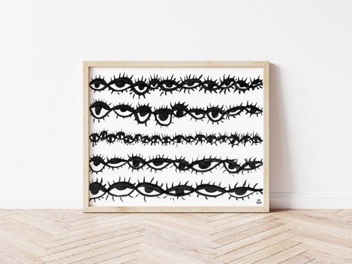 Eyes All Over Art Print by Kate Yarter - Hand Painted Eye Art